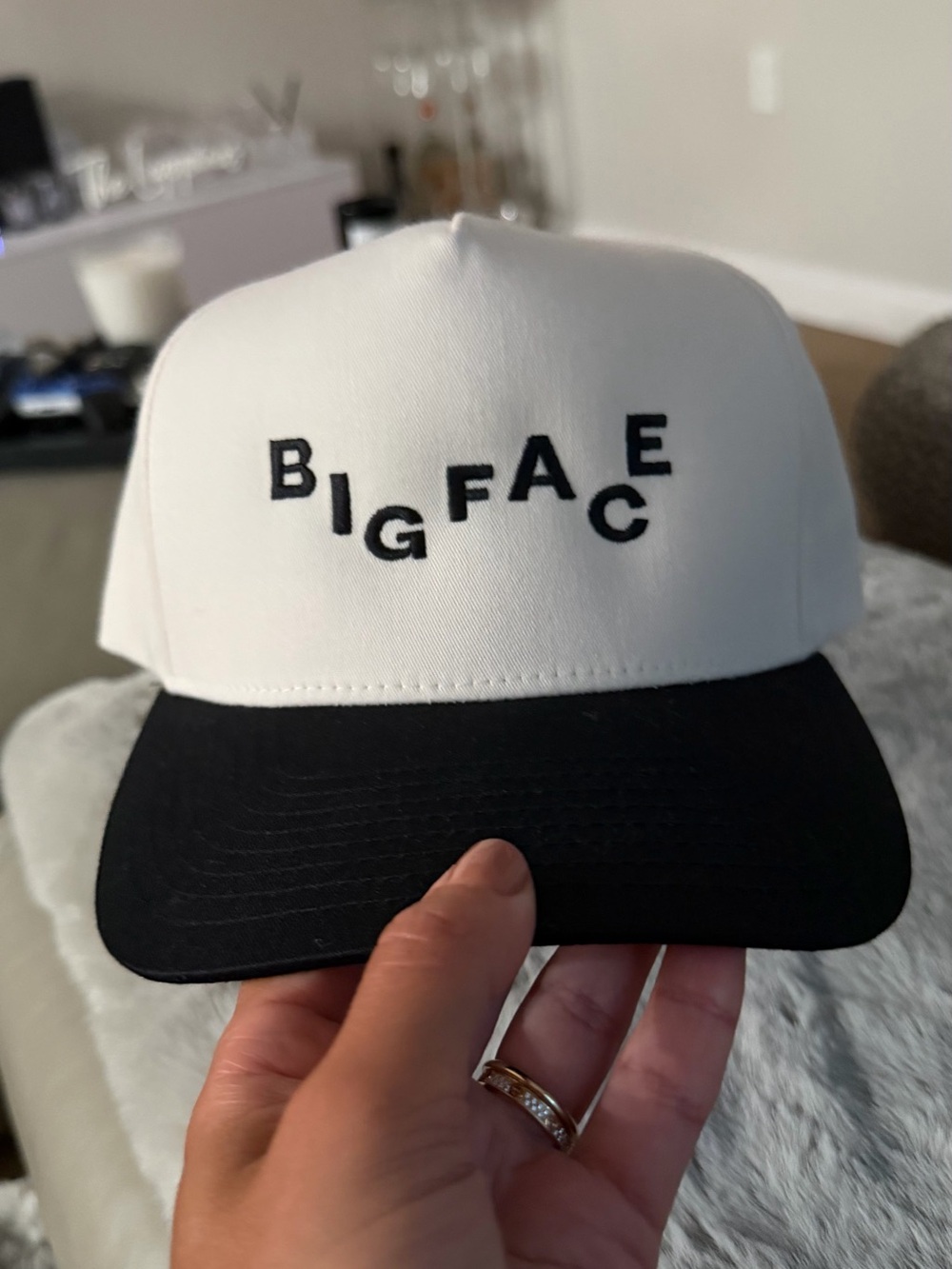 Mens Two-Tone White and Black Baseball Cap